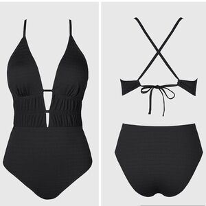 Cupshe Deep V Neckline One Piece with Crisscross Back